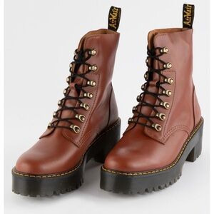 Dr. Martens Brown Saddle Tan Leather Leona Boots NWOT